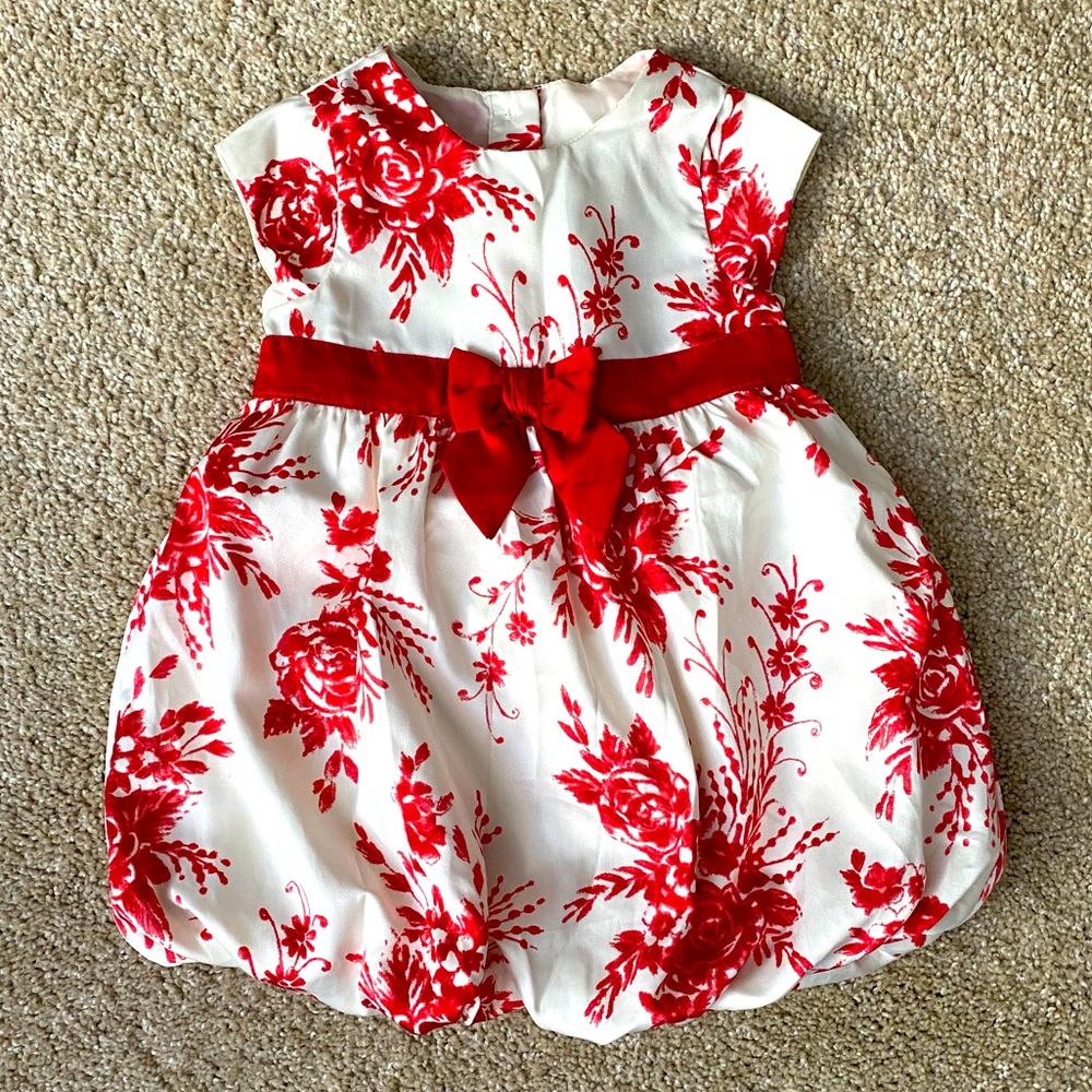 Crazy 8 Formal Rose Print Satin Dress 6-12 month